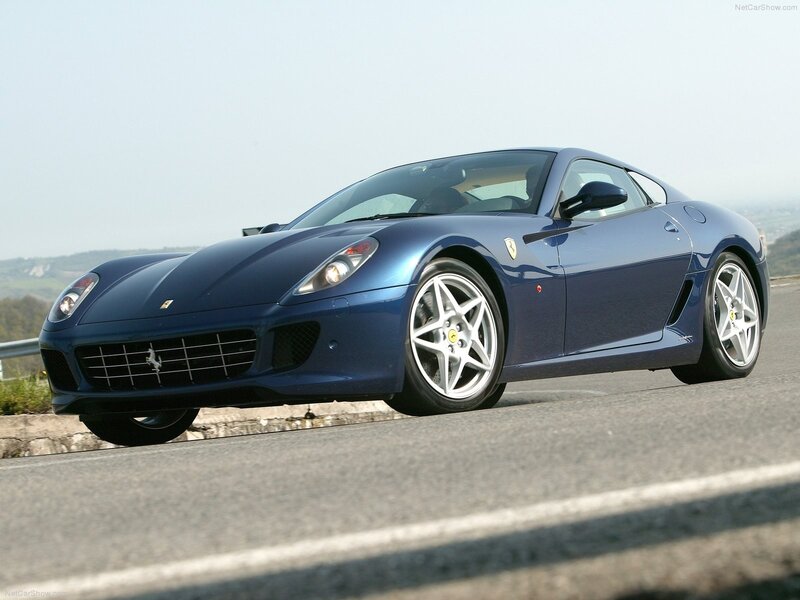 blue ferrari sports car