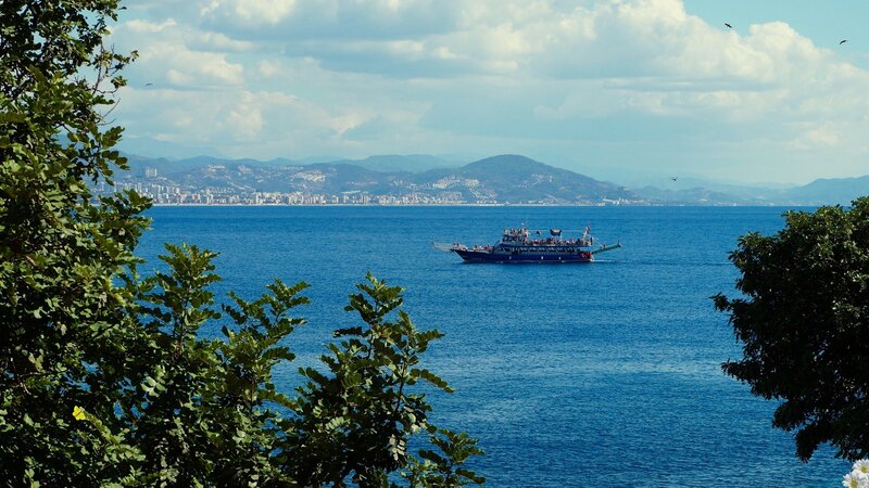 Blue Ferry on Sea
