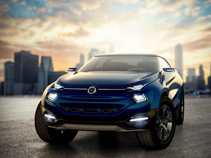 Blue Fiat Concept Car — Dramatic