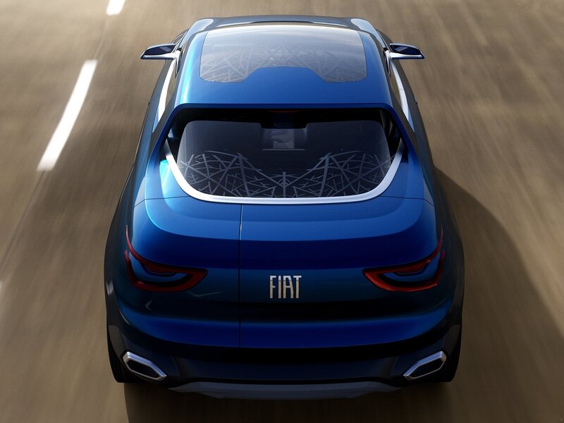 Blue Fiat Concept Car — Dynamic, 3d Render