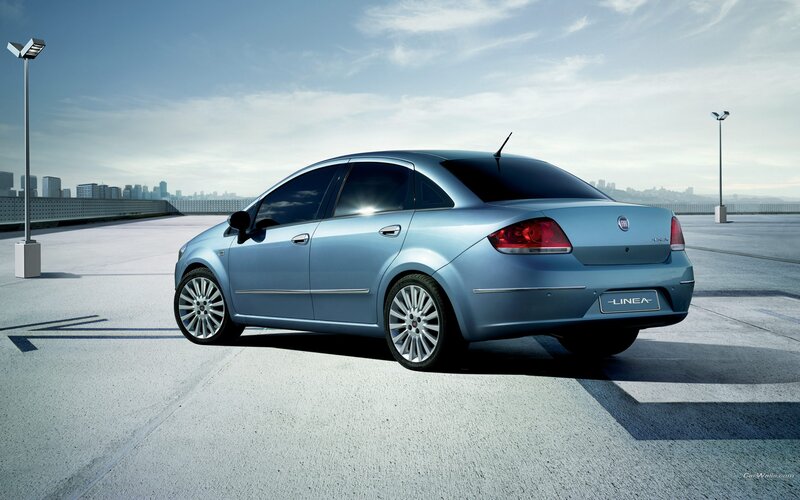 Blue Fiat Linea sedan