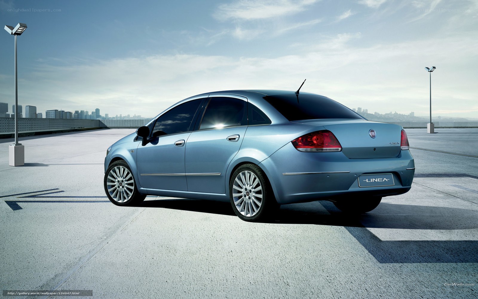 Blue Fiat Linea sedan