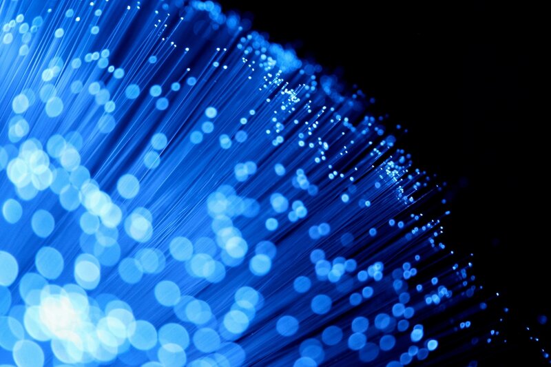 blue fiber optic cables