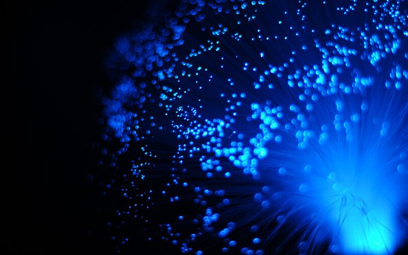 Blue Fiber Optic Strands — Dramatic