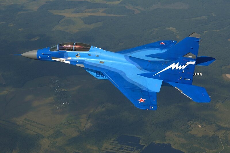 Blue Fighter Jet — Dynamic, Afternoon, Photograph, Aircraft, Sky