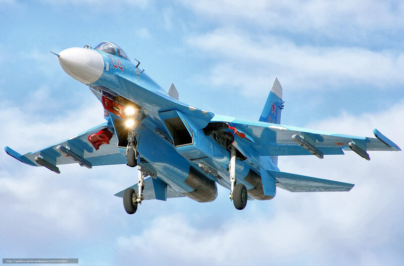 Blue Fighter Jet in Flight — Dynamic, Afternoon