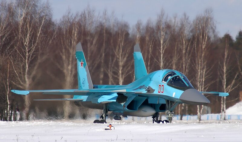 Blue Fighter Jet on Snow