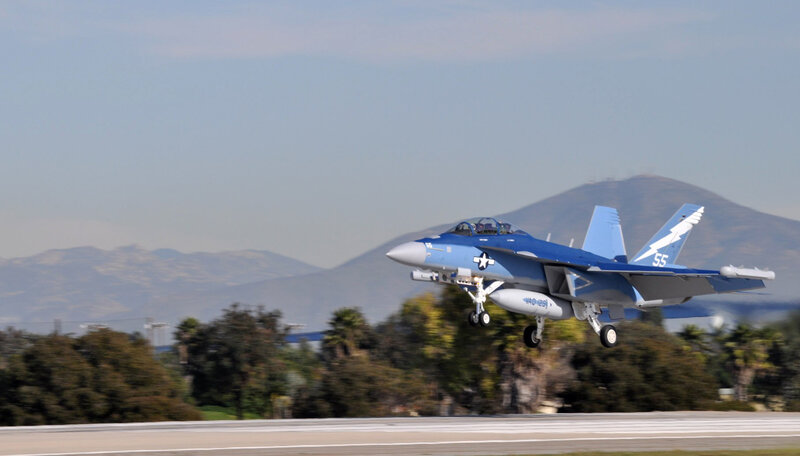 Blue Fighter Jet Taking Off — Dynamic