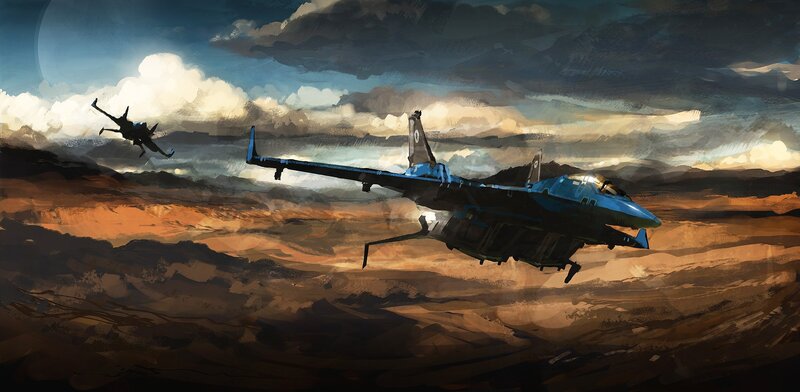Blue Fighter Jets — Dramatic