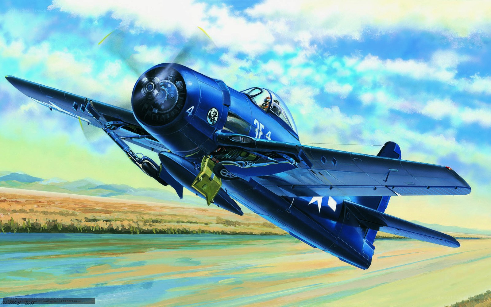 blue fighter plane in flight