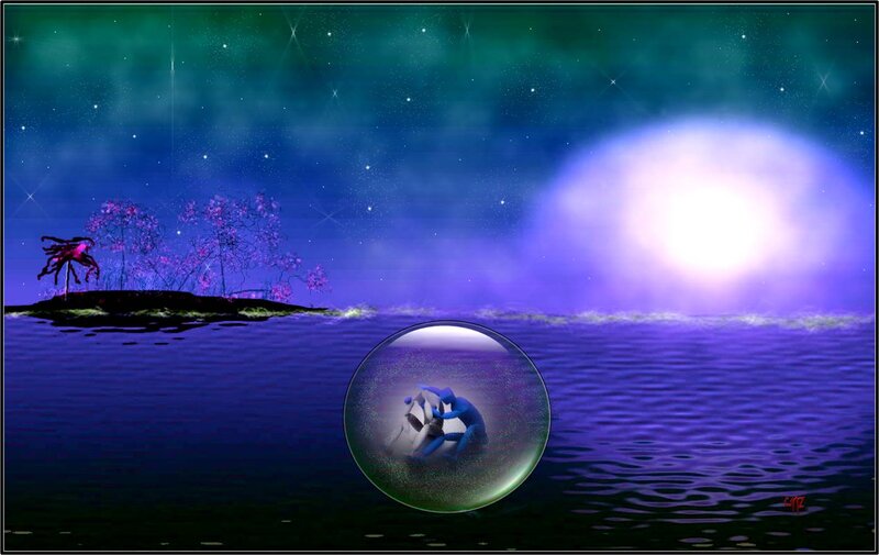 Blue Figure in Bubble