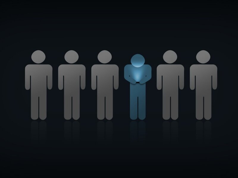 Blue Figure in Crowd