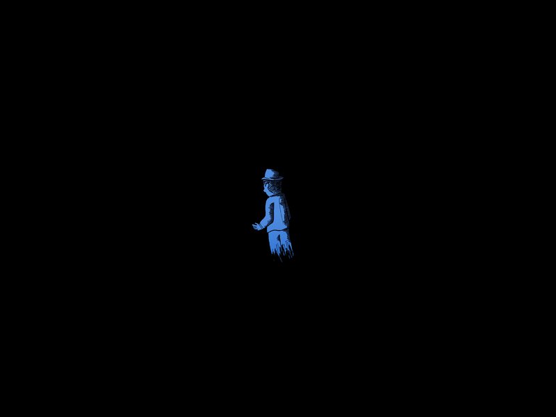Blue Figure in Dark