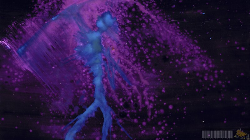 Blue Figure in Purple Splatter