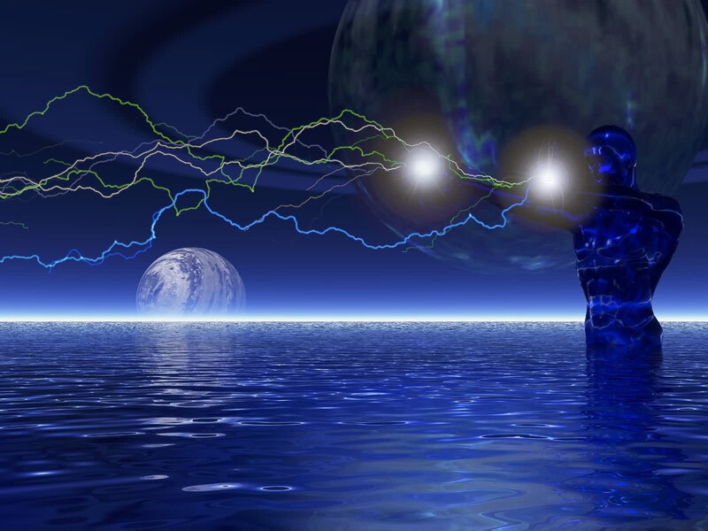 Blue Figure in Water — Dramatic