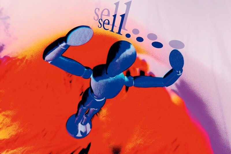 Blue figure selling concept