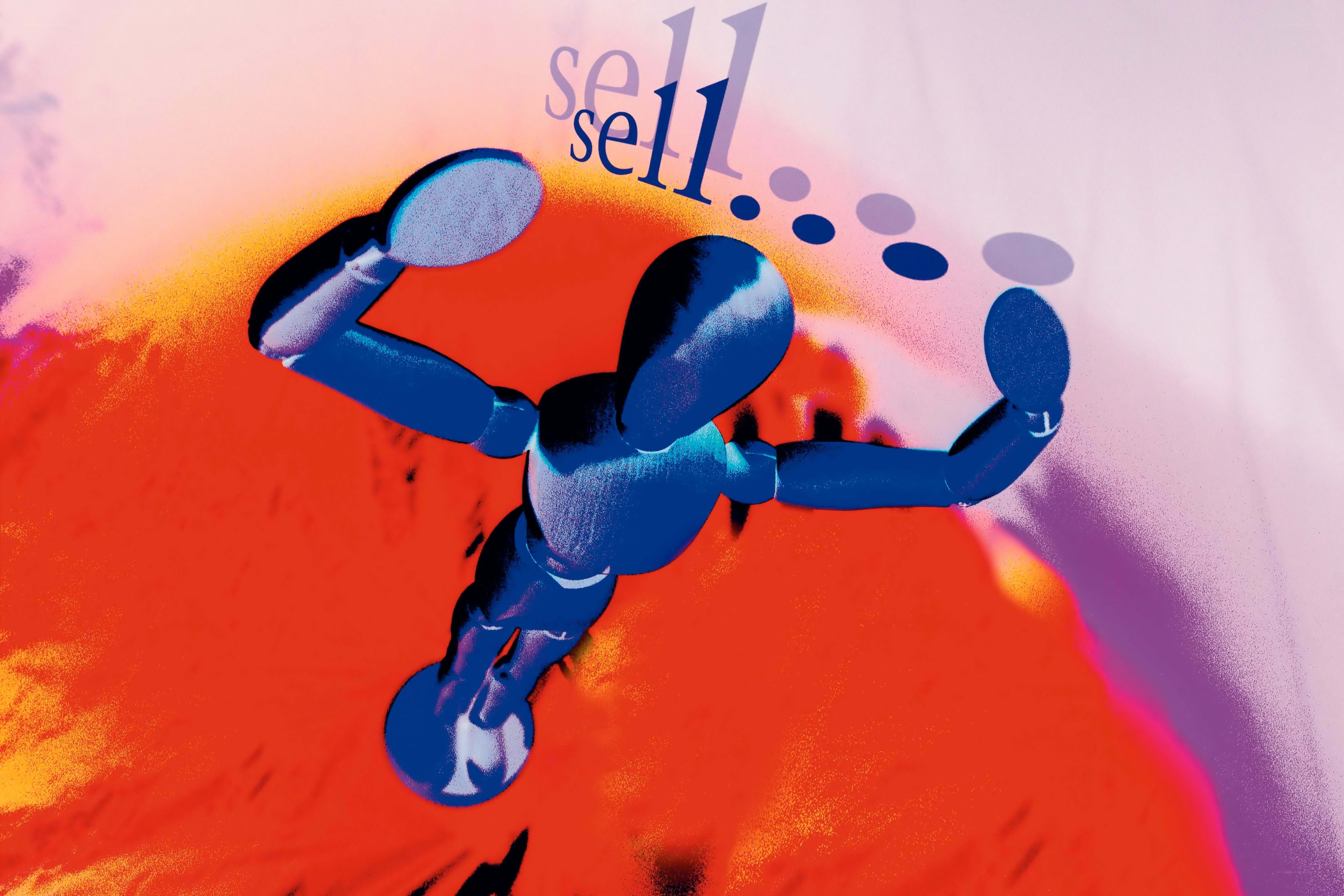 Blue figure selling concept