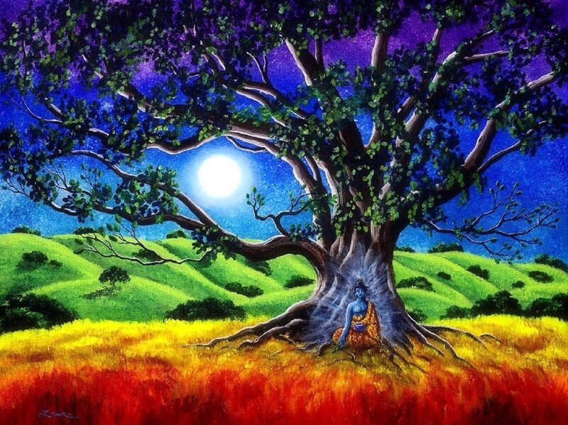 Blue Figure under Tree