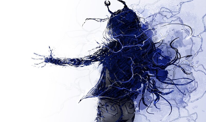 Blue Figure with Energy