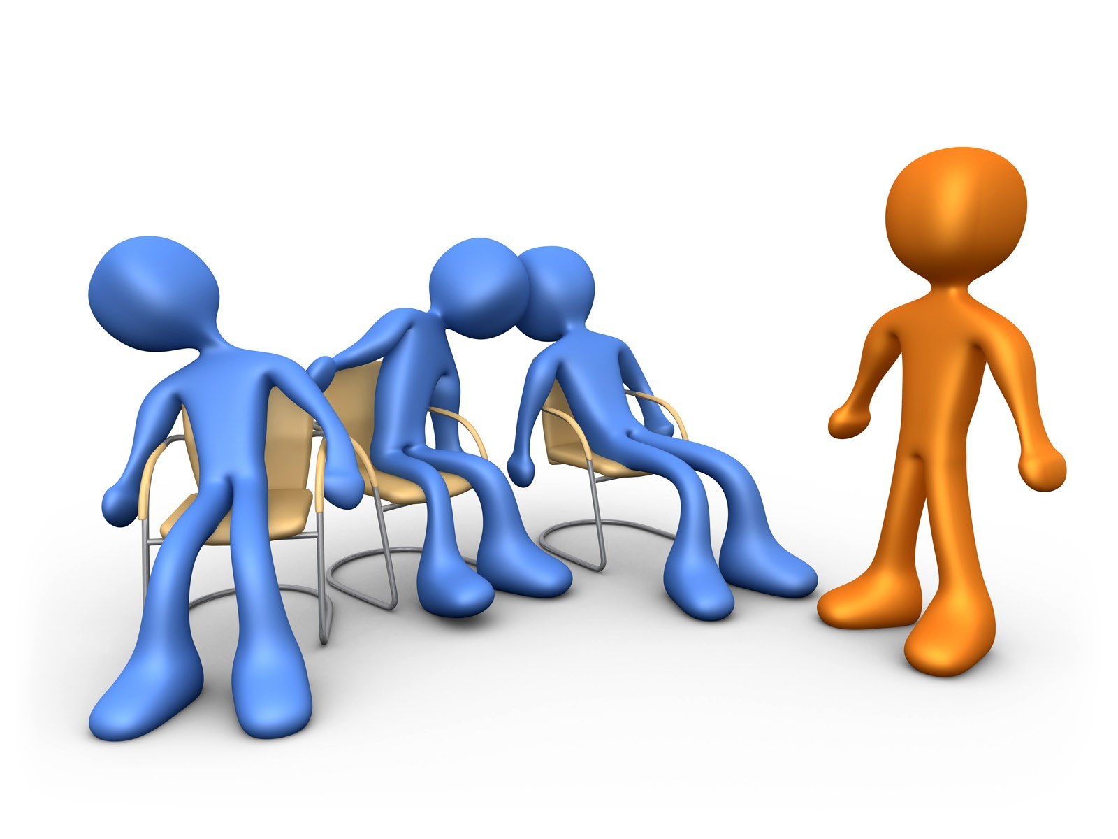 Blue figures in a meeting