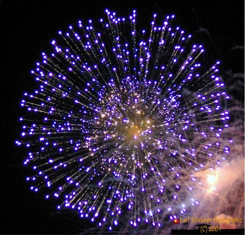 Blue fireworks display