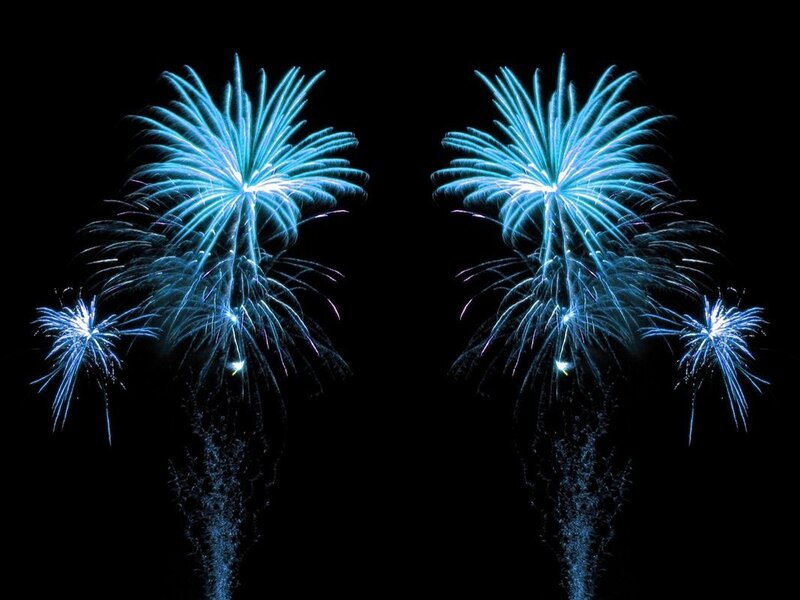 Blue Fireworks Display — Dramatic