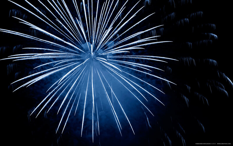 Blue Fireworks Explosion — Dramatic