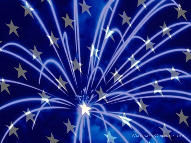 blue fireworks with stars