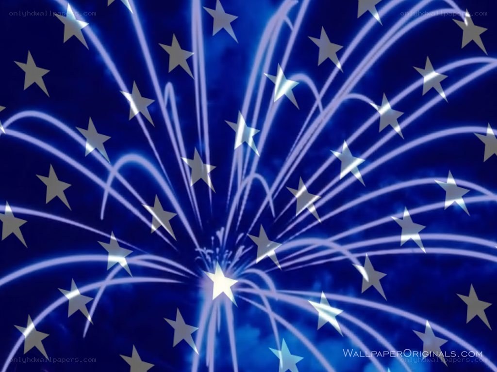 blue fireworks with stars