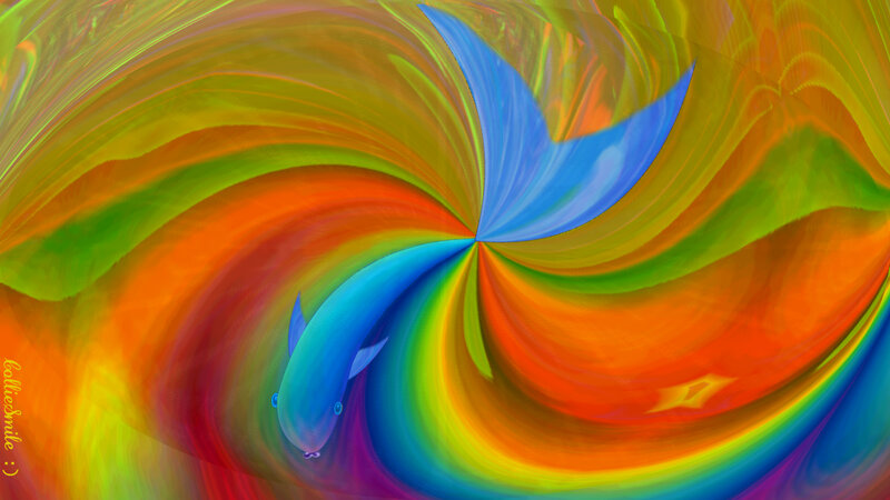 Blue Fish in Swirl