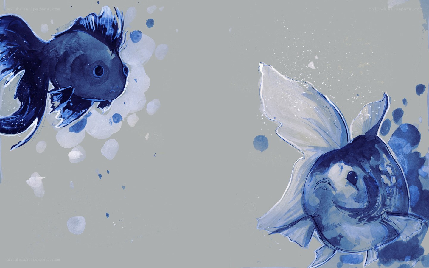 blue fish watercolor art