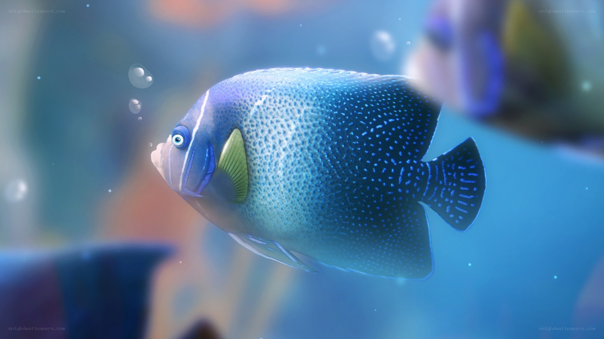 blue fish with white spots