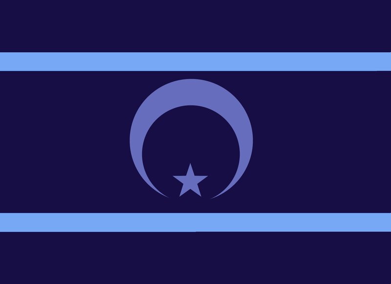 blue flag with crescent and star