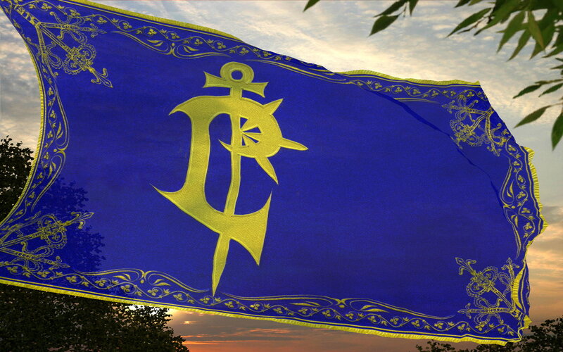 Blue Flag with Golden Emblem