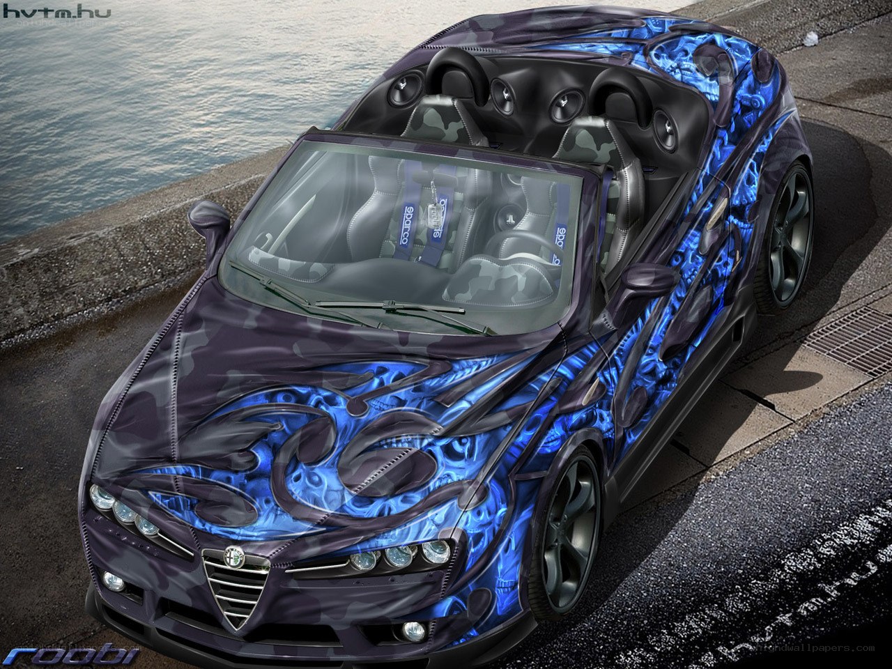 Blue flame Alfa Romeo convertible