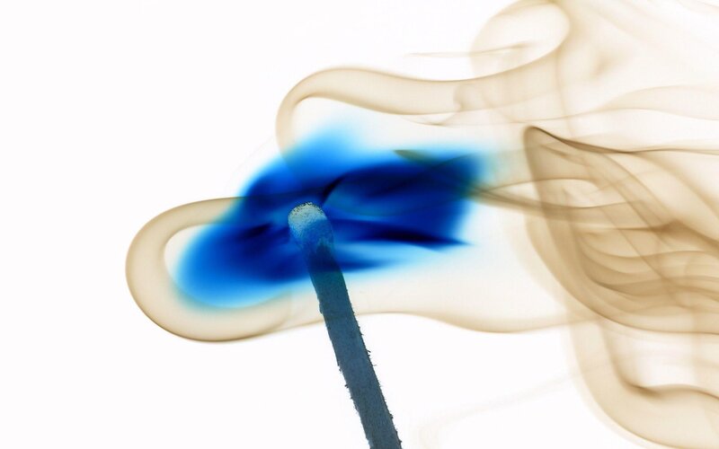 blue flame and smoke