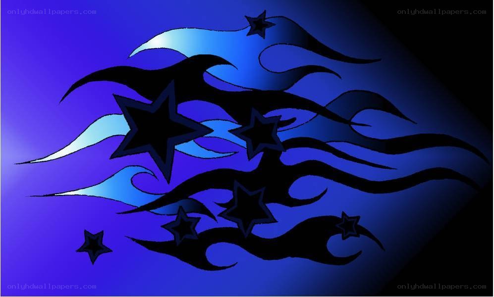 blue flame and star design