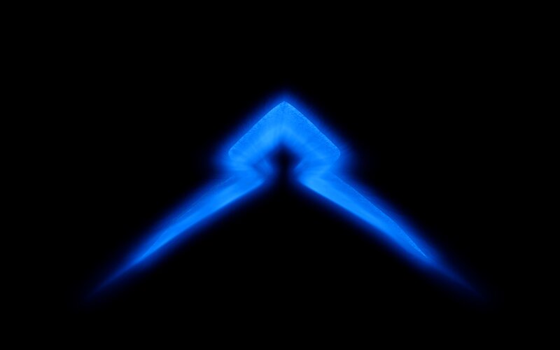 blue flame arrow shape