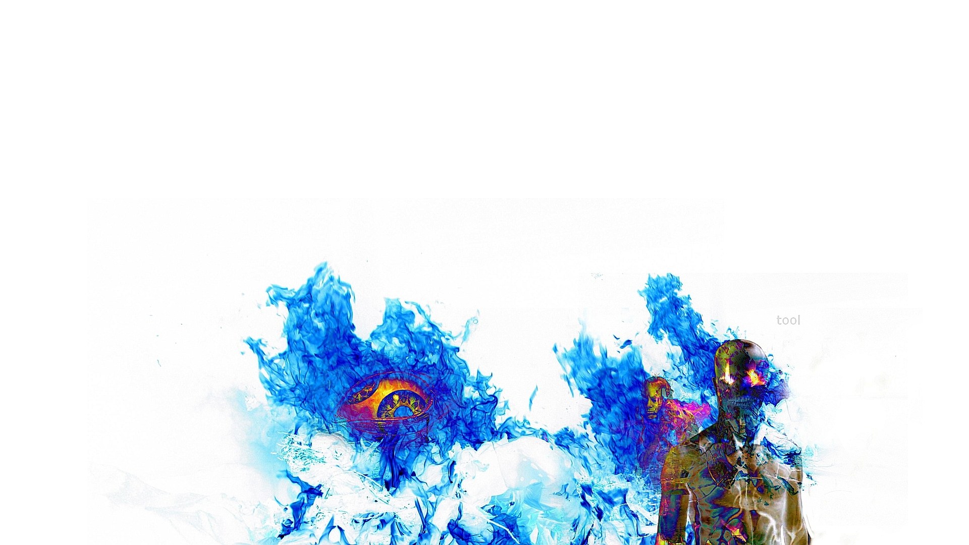 blue flame art with eye