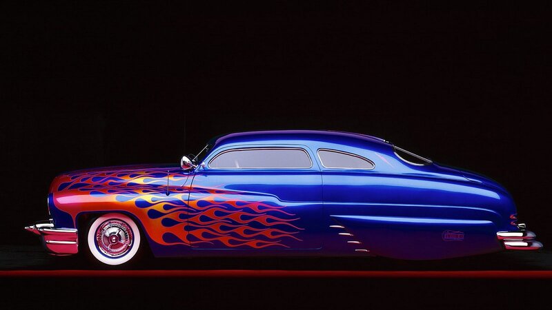 blue flame custom car