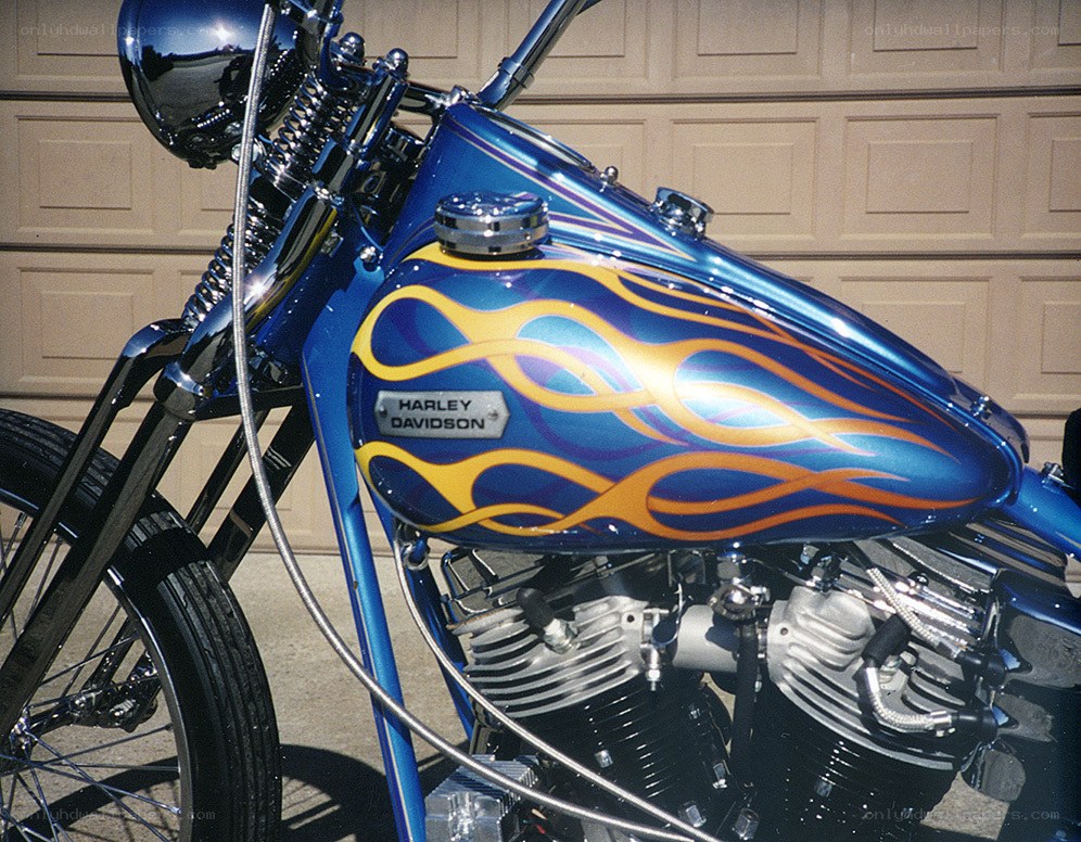 Blue flame custom motorcycle