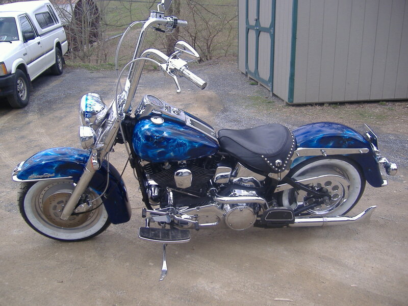 blue flame custom motorcycle