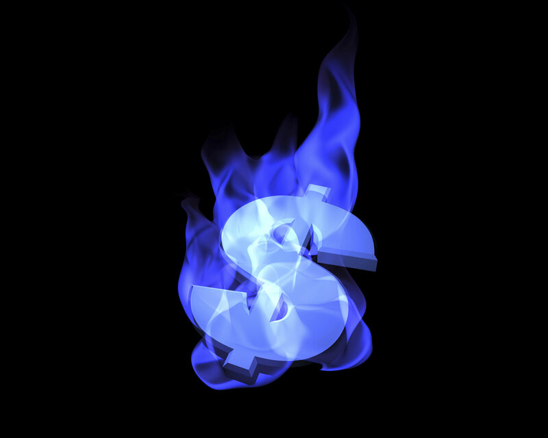 blue flame dollar sign