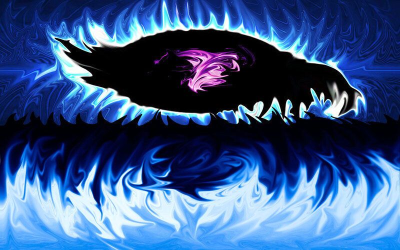 blue flame eye with purple core