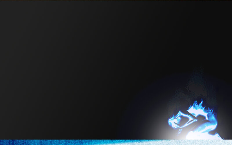 blue flame figure on dark background