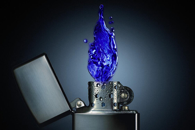Blue flame from a lighter