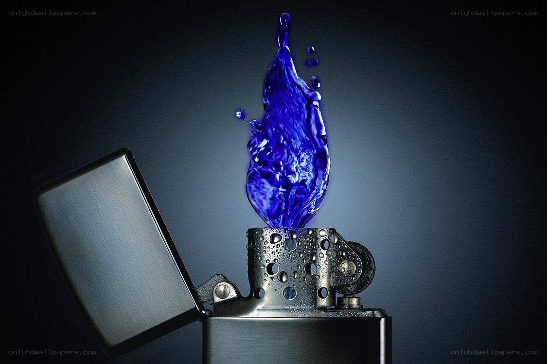 Blue flame from a lighter