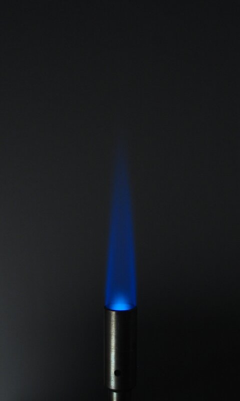 blue flame from a torch