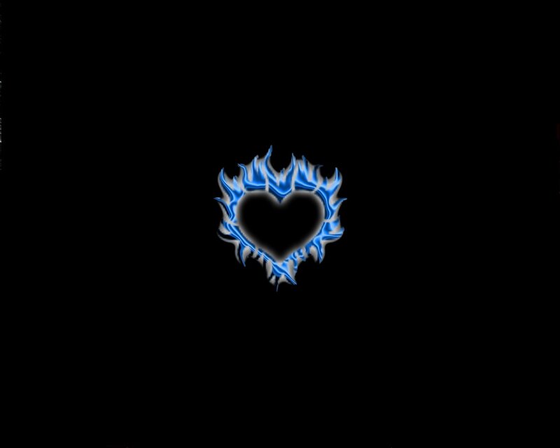 Blue Flame Heart — Black