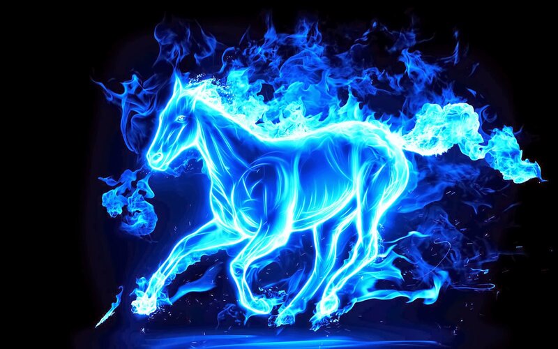 Blue Flame Horse — Dramatic